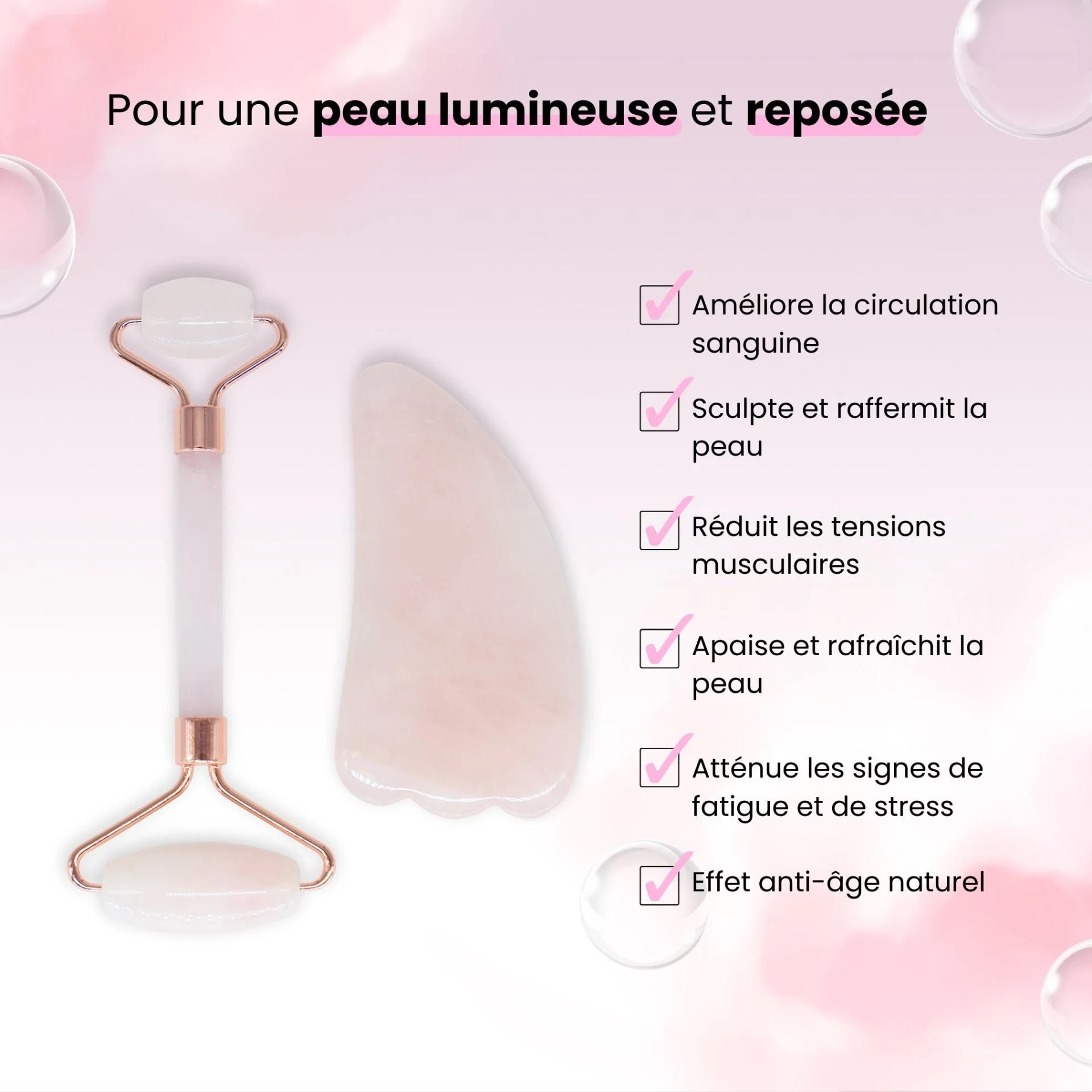 Roller quartz rose et gua sha – Image 3